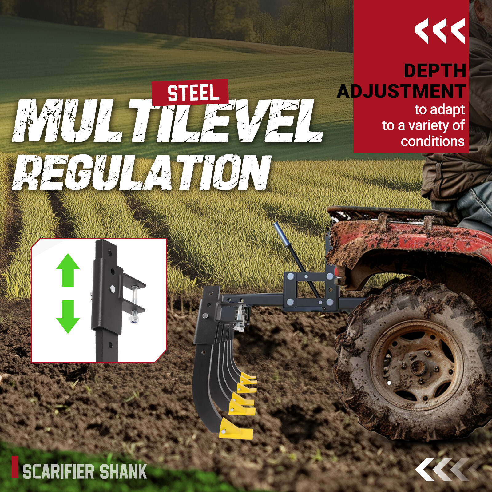 6 Steel Scarifier Shank w/Hardware For ATV/UTV Manual Implement Lift 1 Point