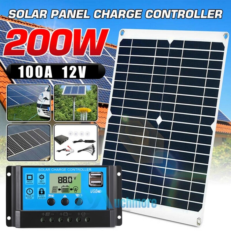 6000W Complete Solar Panel Kit Power Inverter Generator 100A 110V RV Grid System