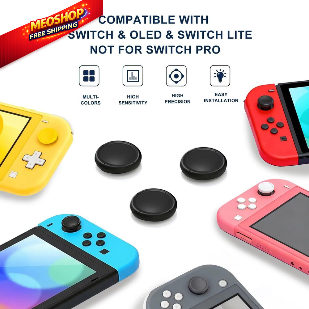 Ferkurn Joystick Replacement Cap Thumb Grip for Switch OLED & Black