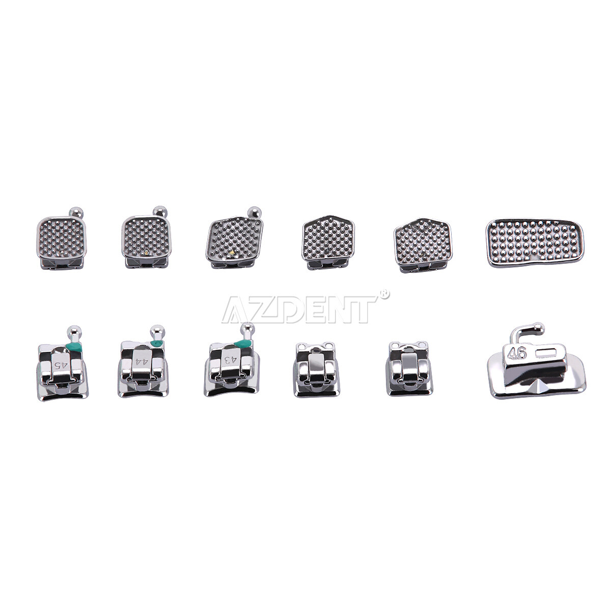 AZDENT Brackets de Ortodoncia Dental Autoligado Pasivo MBT/Roth 022 Ganchos 345