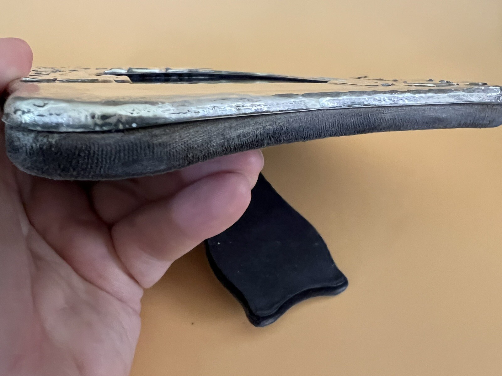 English Hammered Sterling & Enamel Art Nouveau Style Photo Frame