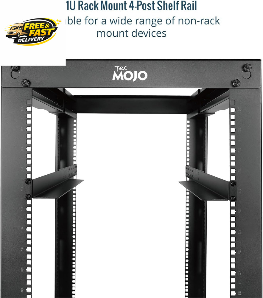1U Universal Rack Mount Rails,4-Post Server Rack Shelf Rail with 20.9"-32"