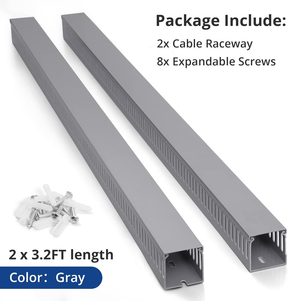 2X2In Server Rack Cable Management, 6.6Ft Cable Duct Cable Raceway Kit, Electric