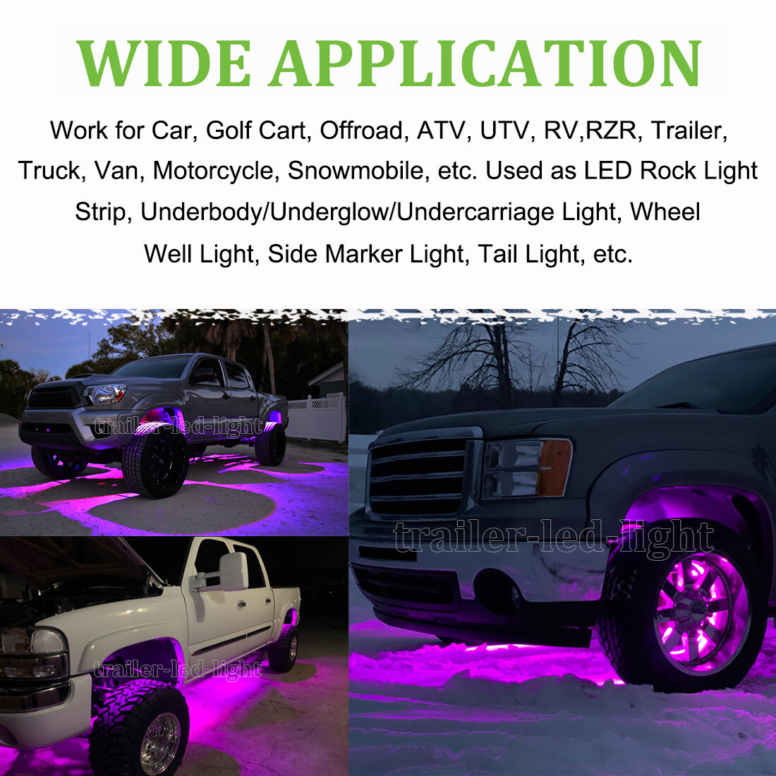12x Purple LED Rock Lights Underbody Light For Jeep Offroad Truck UTV ATV SUV