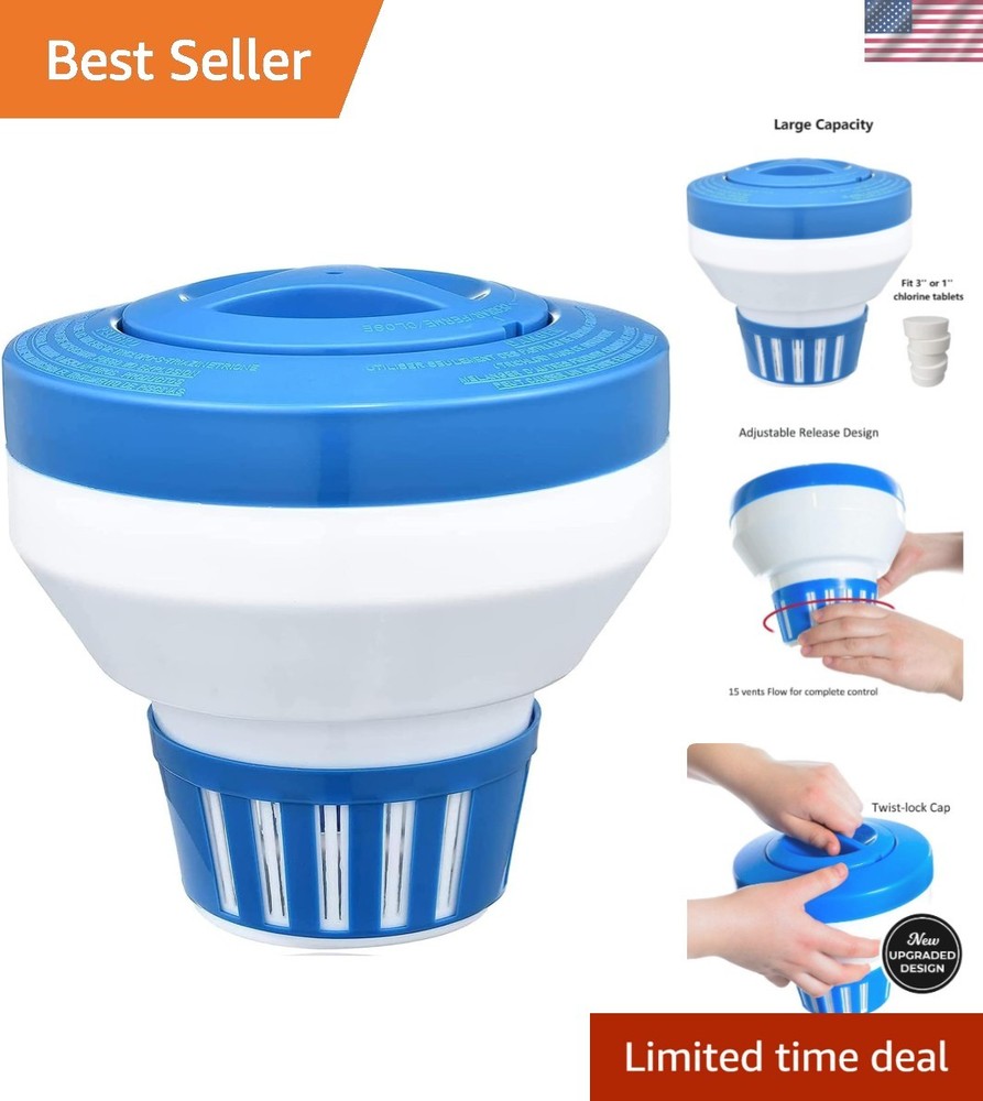 Adjustable Flow 7" Chlorine Floater - Maintains Clean Pool for 3" Tablets