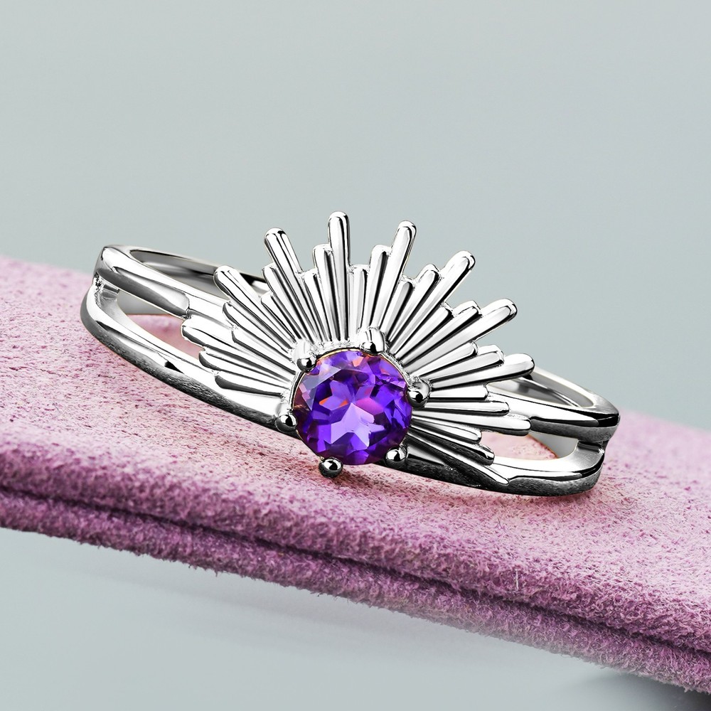 925 Sterling Silver Ring Blank – 5 mm Round Bezel Setting with Antique Sun Rays