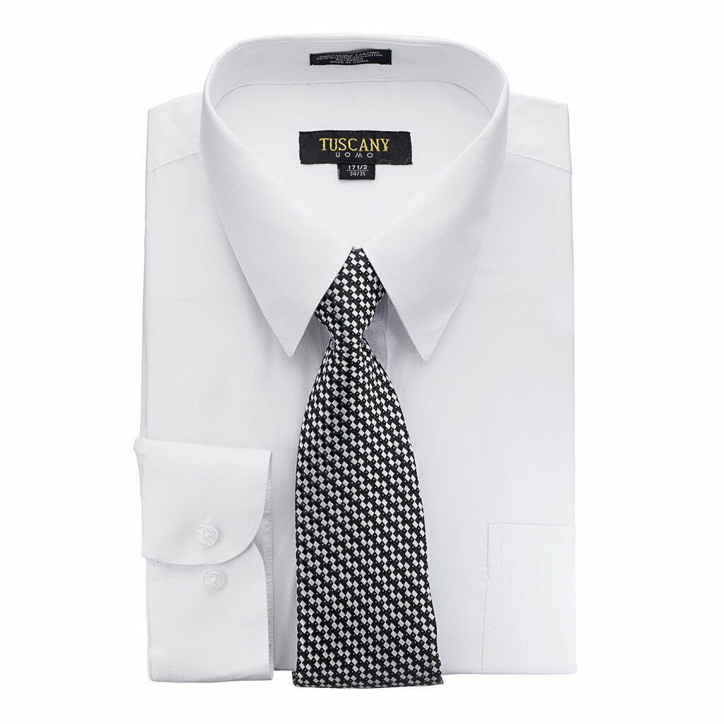 Men's Cotton-Blend Dress Shirt and Matching Tie Set, New