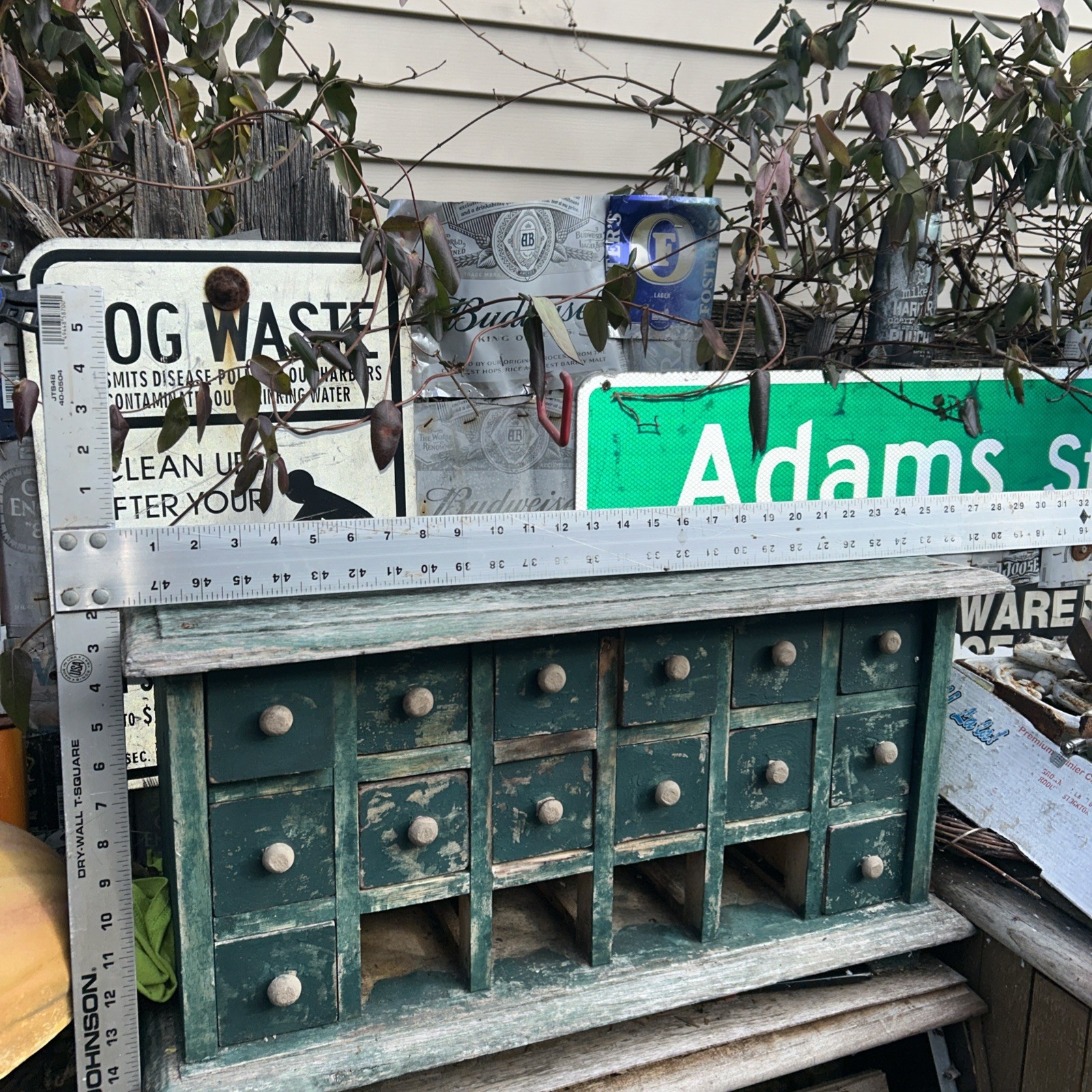 Vtg Hand Made Wood apothecary chest of 18 drawers (4missing )