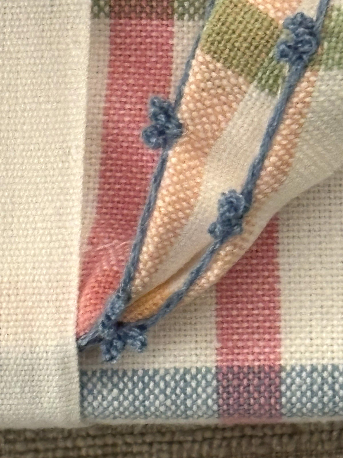 7pc Rachel Ashwell Farmhouse Pastel Plaid Round Tablecloth & Napkins - NWT