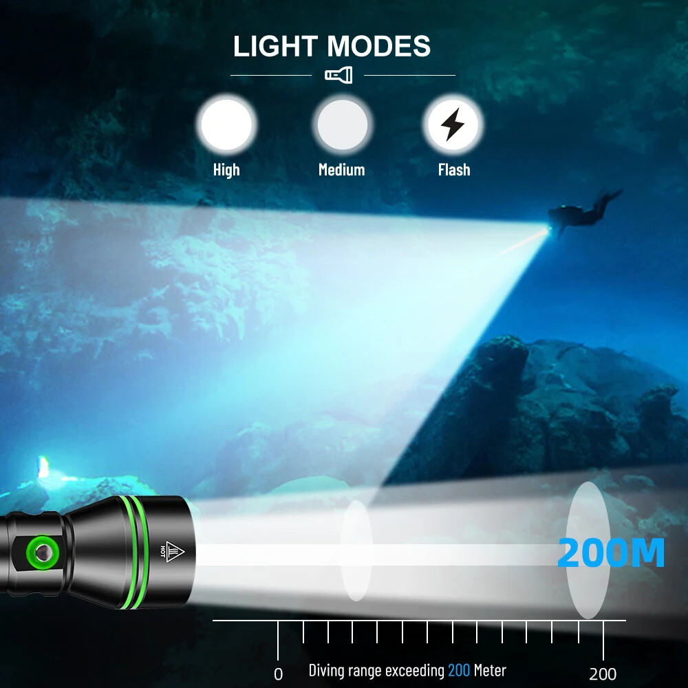 Dive Lights Scuba P70 LED Flashlight Waterproof Underwater Lights Diving Torch