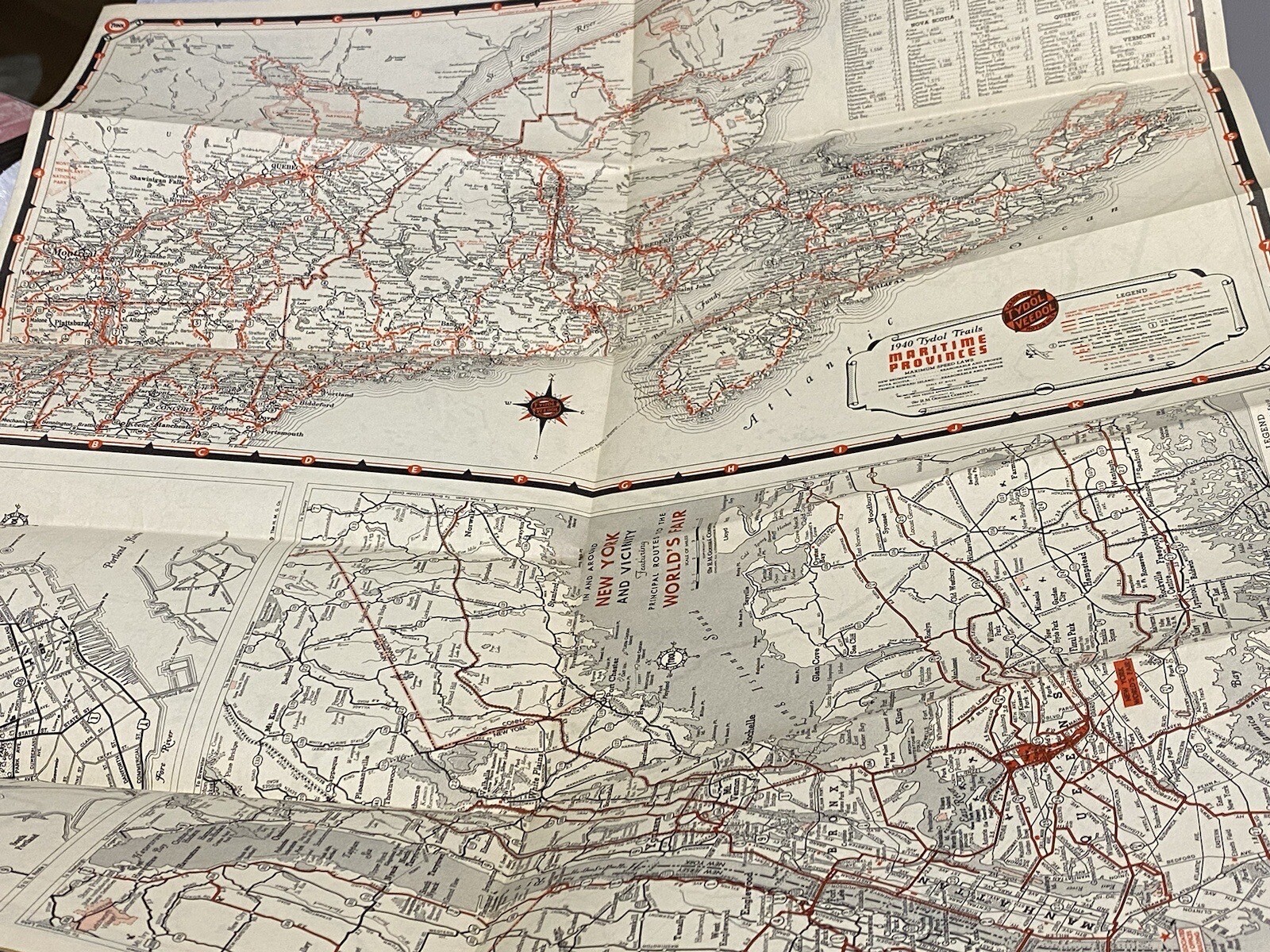 1940 Tydol Veedol Motor Oil Maine Map