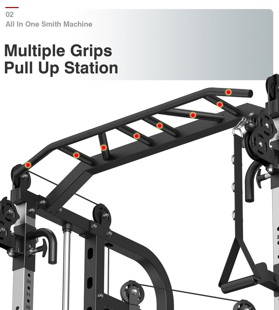 Smith Machine with Weight Stacks Multi Function Home Gym System Power Cage Rack