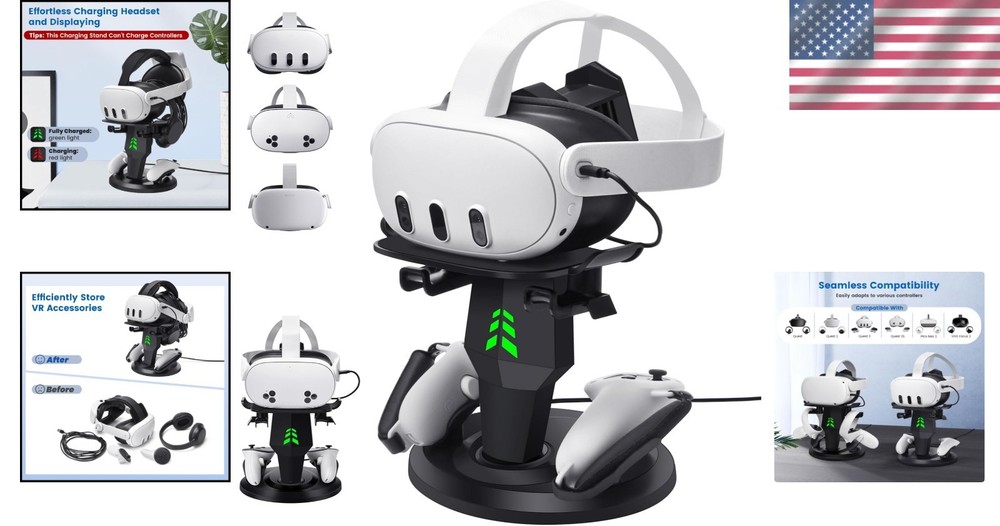 For Meta Quest 3 VR Headset Controller Charging Dock Charger Stand Station ABS