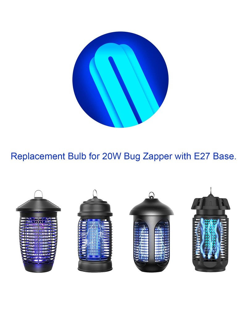 2 Pack 3U 20W Replacement Bulbs for 20W Bug Zapper with E27 Base, Compatible ...