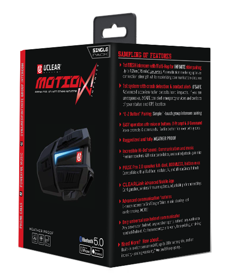 New UClear Motion Infinity Comm Kit Single Helmet Communicator Radio Headset