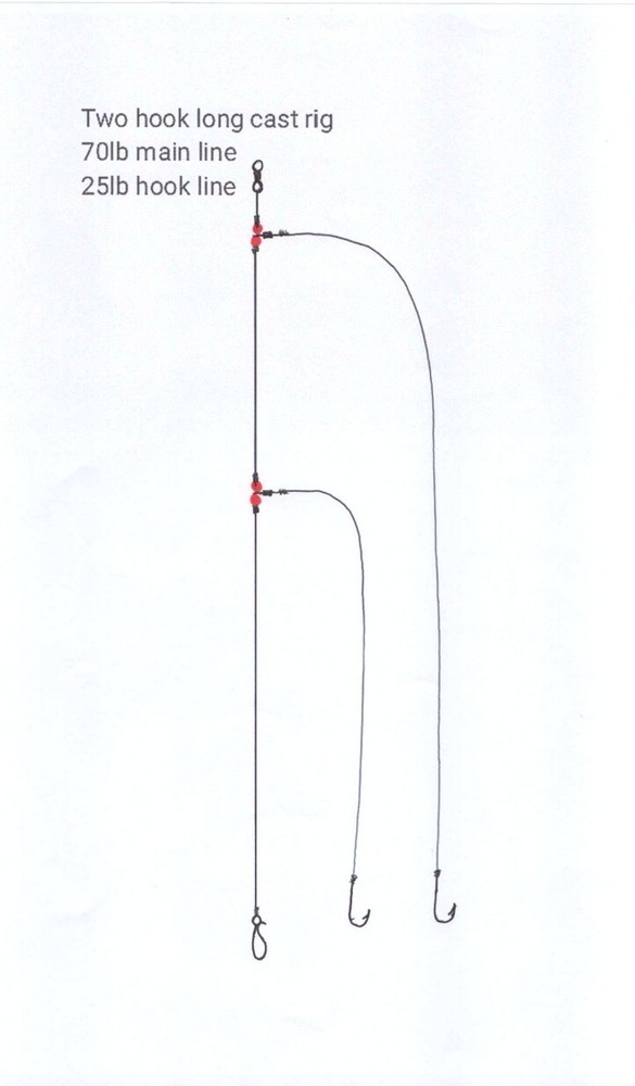 4 X No 6/0 Circle two hook long cast rig's.