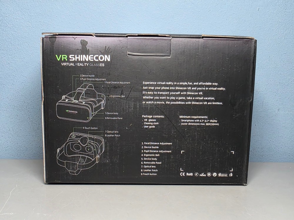VR Shinecon Virtual Reality Glasses Smartphone Headset w/Controller New