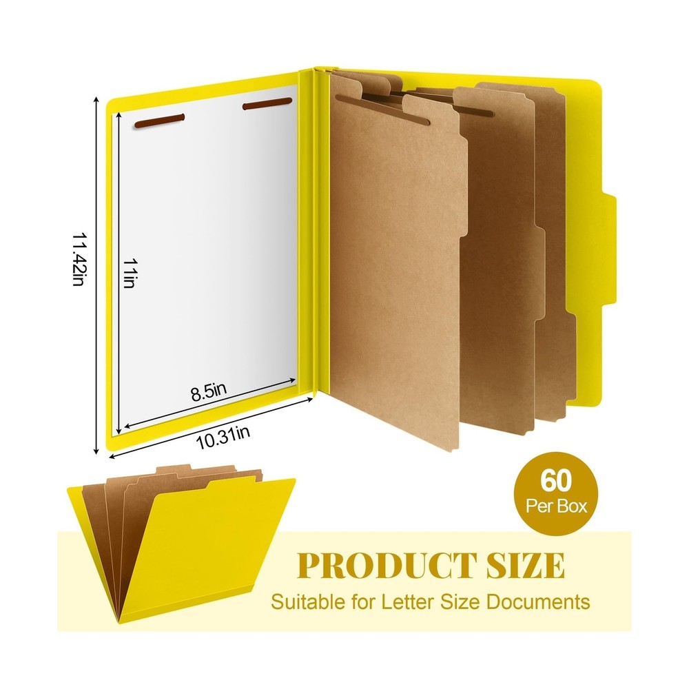 Skyygemm 60 Pcs Classification Folders Letter Size, 3 Divider Pressboard File...