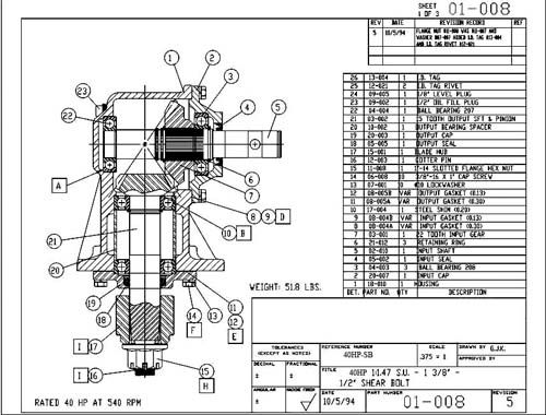 King Kutter 184005 Replacement 45hp Gearbox Shear Bolt Input Shaft Free shipping