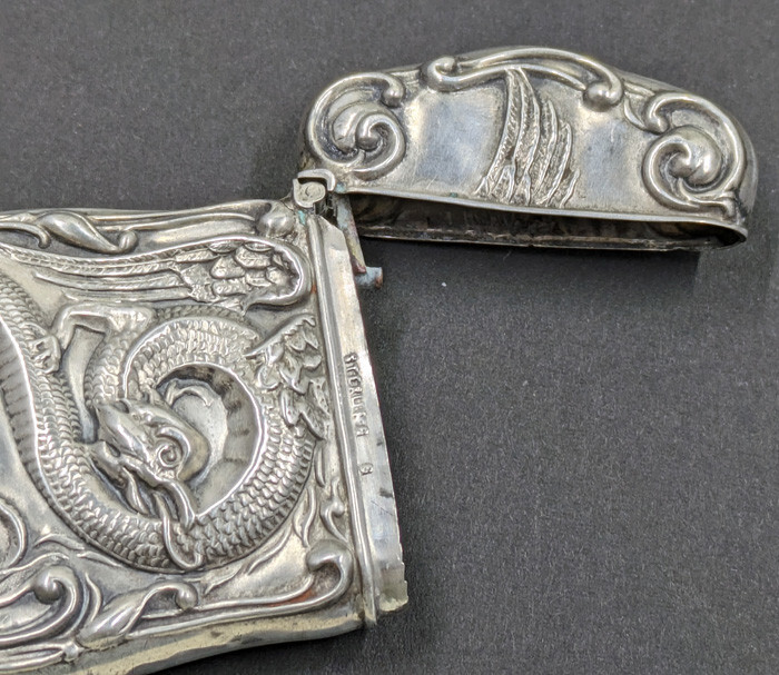 Antique Vintage Sterling Winged Cockatrice Dragon Vesta Match Safe WB3-Vesta-1