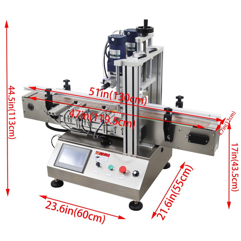 110V Automatic Desktop Chain Conveyor Table Capping Machine Φ2.63"-4" Bottle Cap