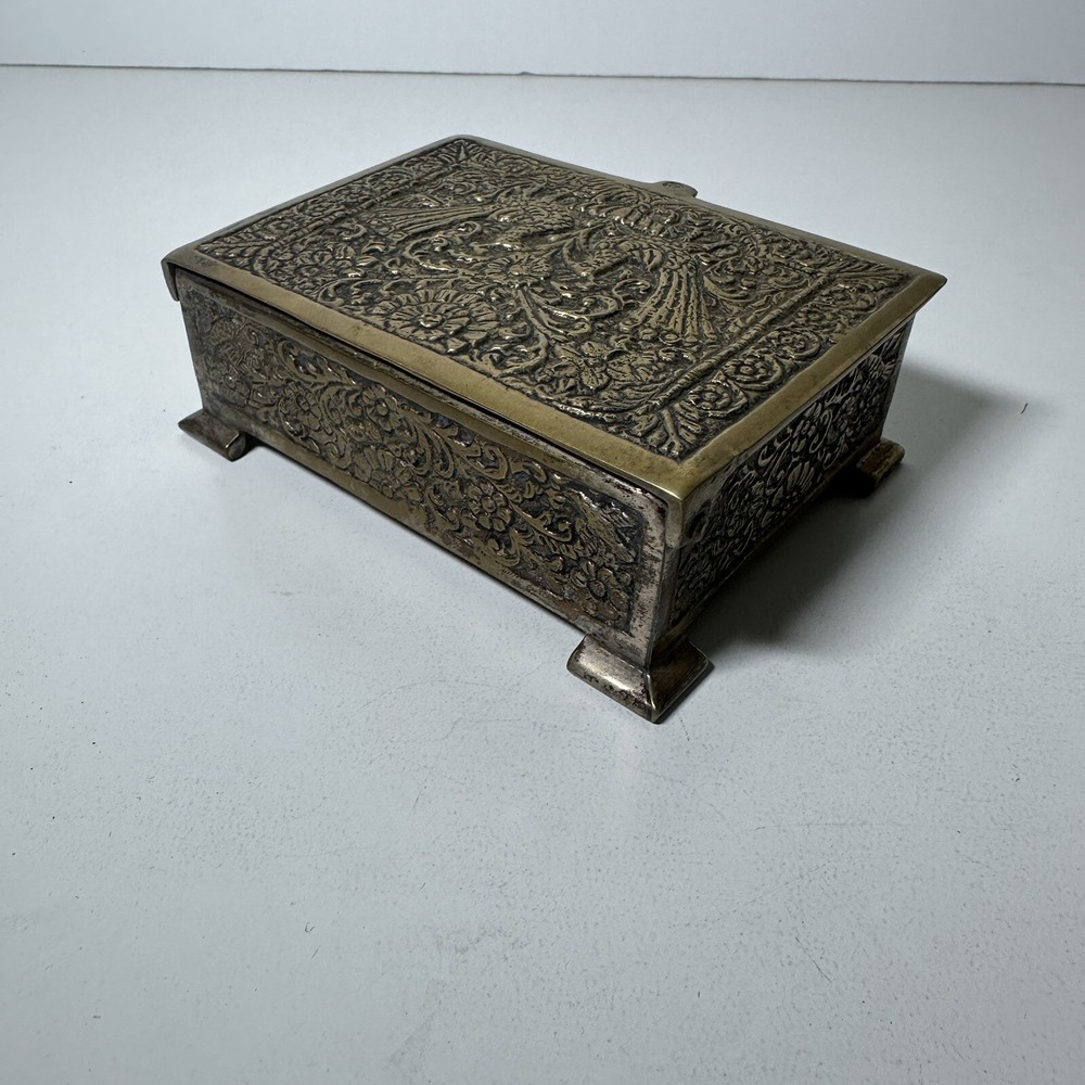 Vintage Brass Engraved Cigarette Box Case