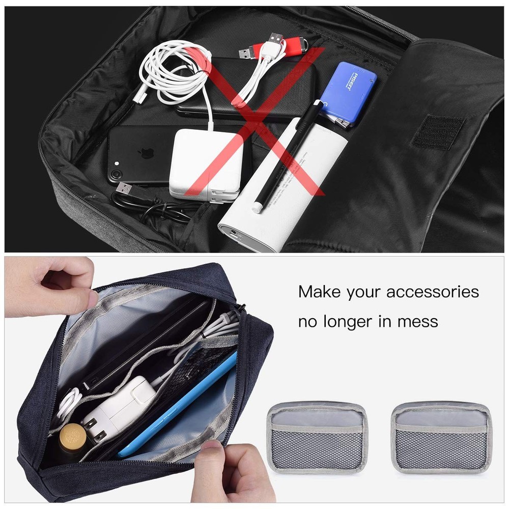 2-Pack Portable Storage Pouch Bag, Universal Electronics Accessories Case Cab...