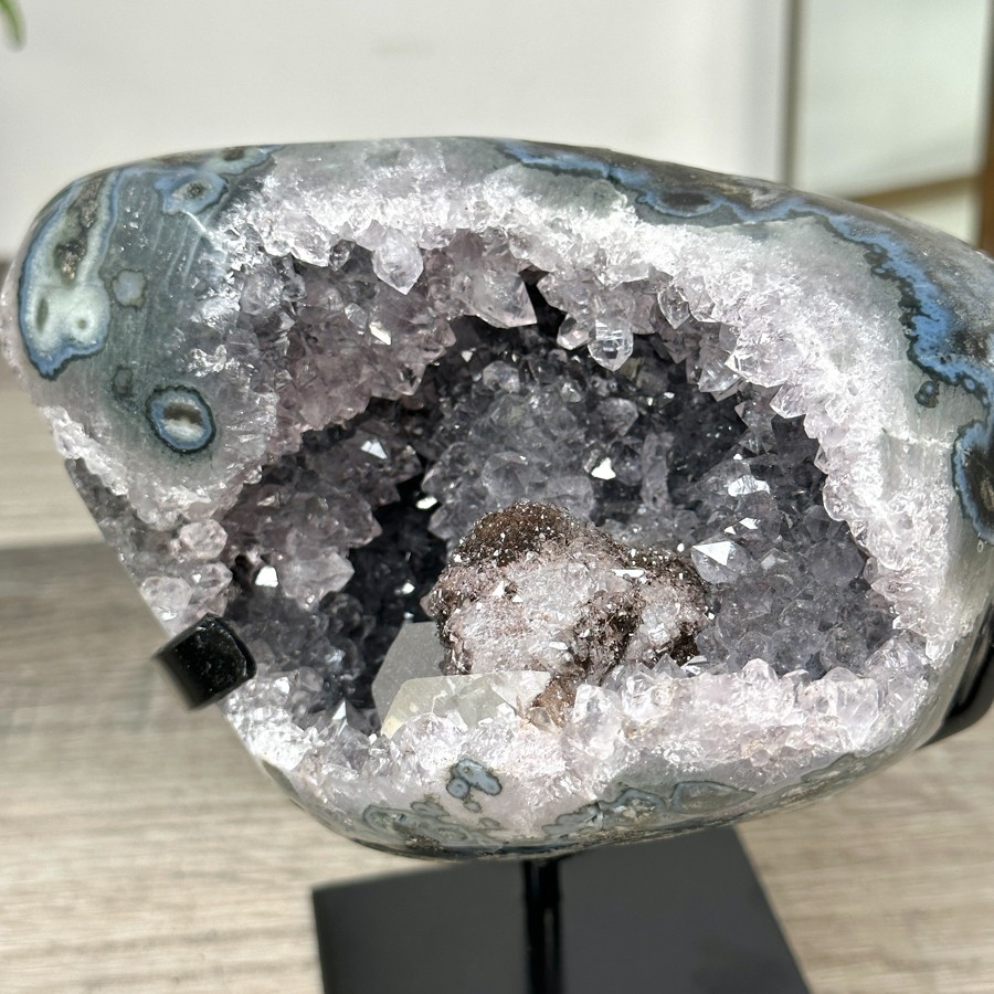 Natural Agate Stone Geode on Stand. MWS2854