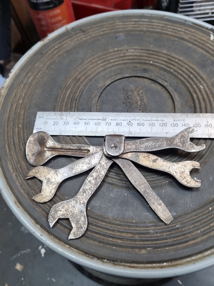Vintage cycle Multi Tool Spanner, Screwdriver Tyre Lever Tools British made