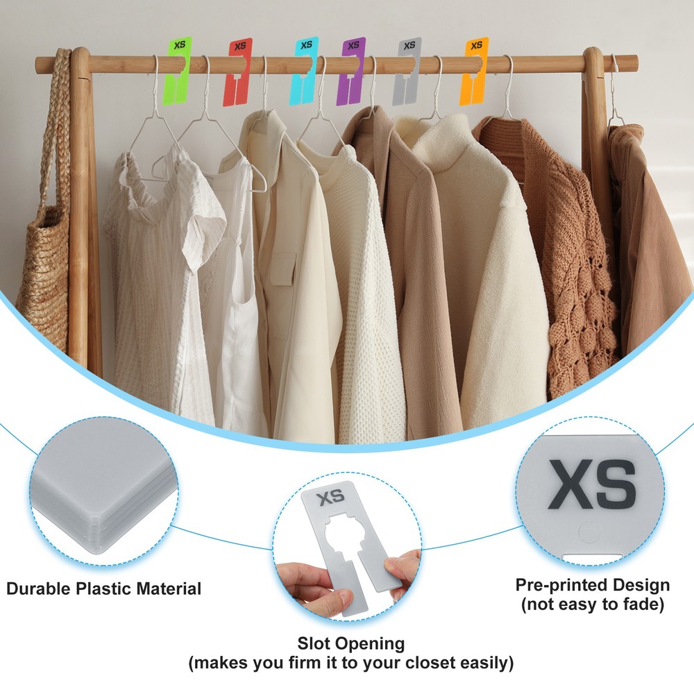 40 Pack Rectangle Clothes Dividers for Hanging Clothes 8 Sizes Grey