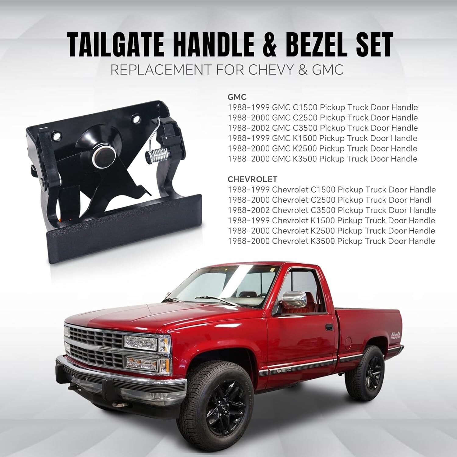 Tailgate Handle & Bezel For Chevy Silverado C/K C1500 C2500 C3500 1988-1998