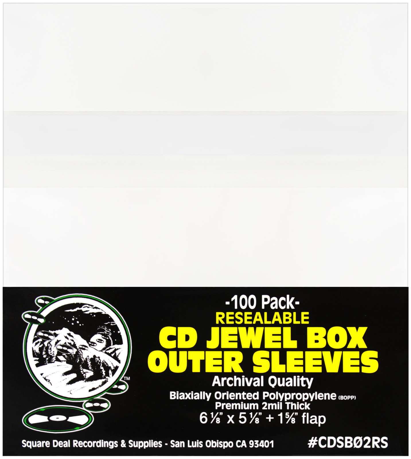 (100) CD Sleeves - Premium 2mil RESEALABLE - Standard ARCHIVAL Clear Bags Covers