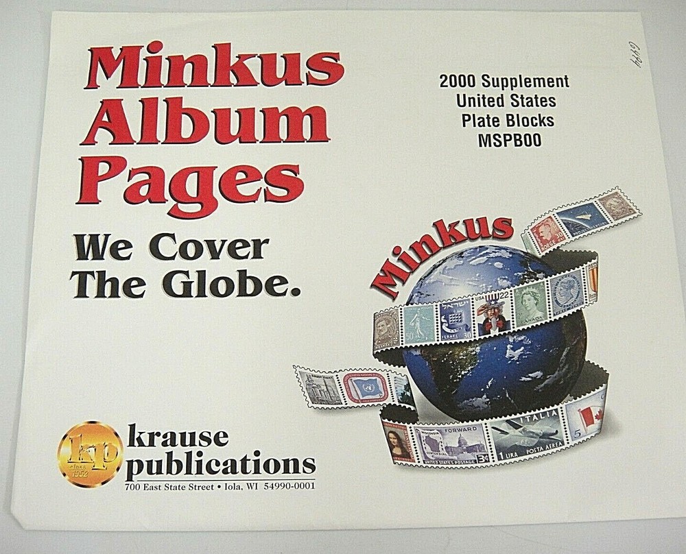 Minkus 2000 United States Plate Blocks Stamp Supplement MSPB00 NOS