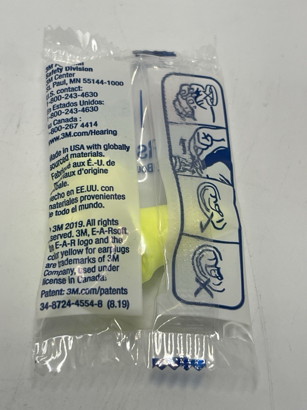 200 PCS 3M E-A-RSOFT FX EARPLUGS 312-1261 YELLOW WRAPPED UNCORDED CLASS 5