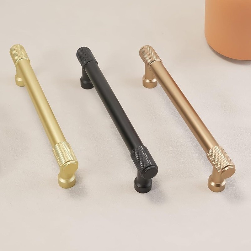 10 Pack 5 Inch Matte Black Cabinet Handles Knurled Drawer Pulls Kitchen Hardware
