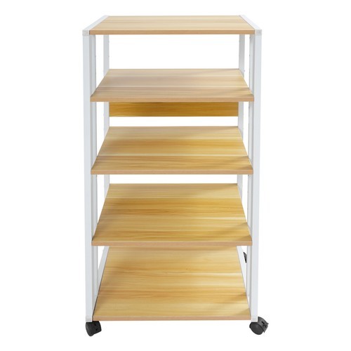5-Tier Adjustable AV Media Stand Rack with Lockable Wheels, Modern Design New