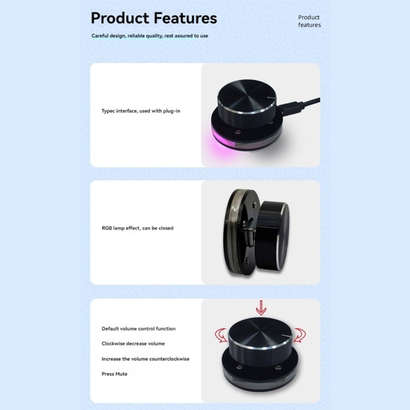 Ergonomic Customizable USB Sound Knob Controller PC Sound Management Device