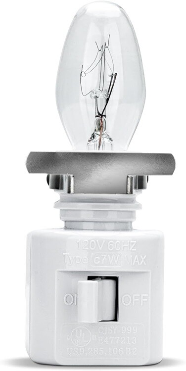 Lot of 4 - White Plug In Night Light With Bulb 4 Watt On / Off Switch