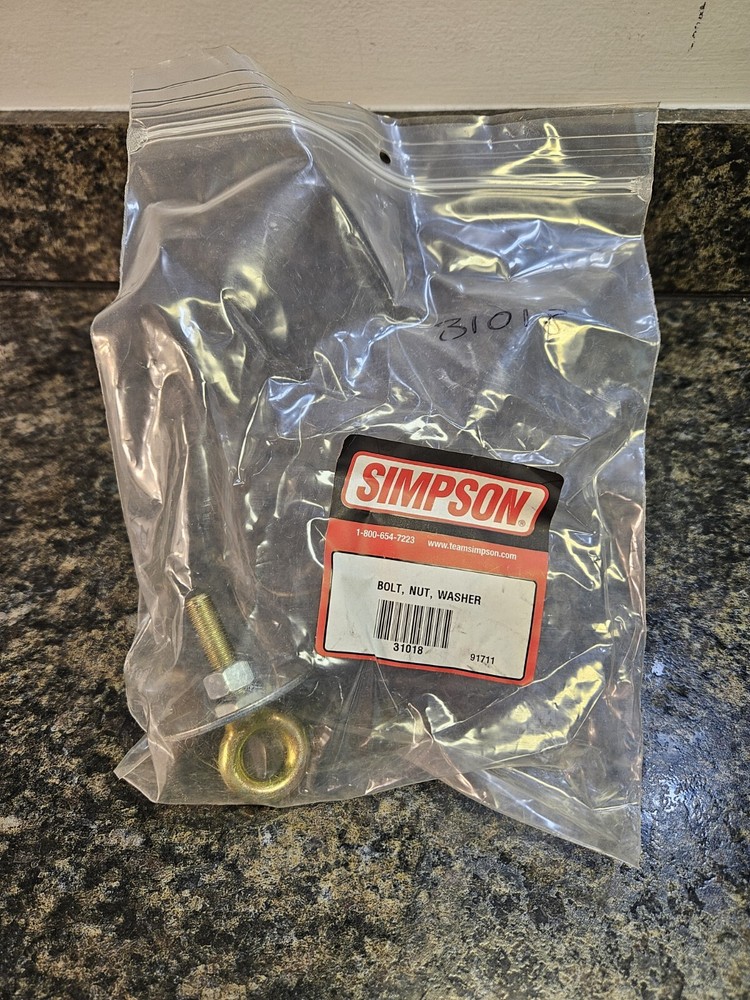 Simpson Restraint Systems Racing Eyebolt w/ Nut & Washer #31018 NOS