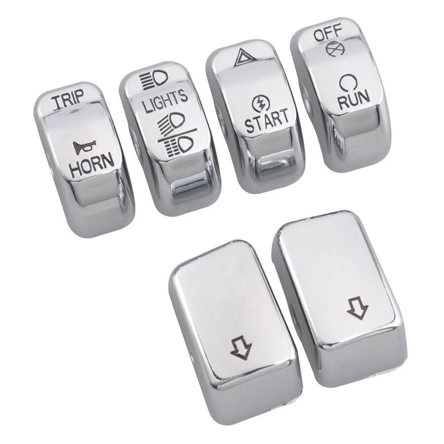 6pcs Chrome Hand Control Switch Housing Button Cap for Harley Softail 2012-2015