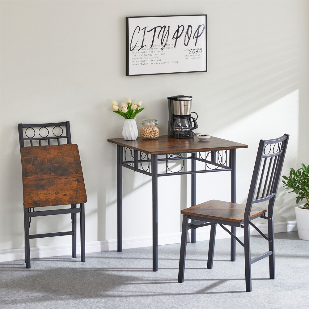 Dining Table Wood Square Table Home Kitchen Dining Room Table with Metal Frame