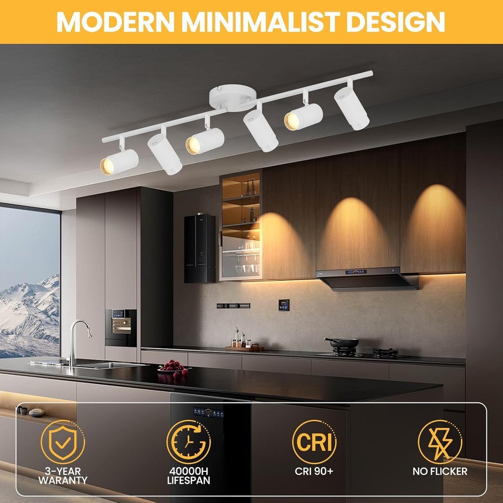 6 Light LED Track Lighting Kit White