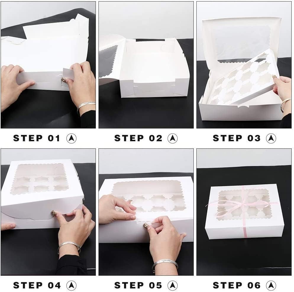 Handmade Gift Ready 25 Pack Cupcake Boxes with Removable Inserts for 12 Cupcakes