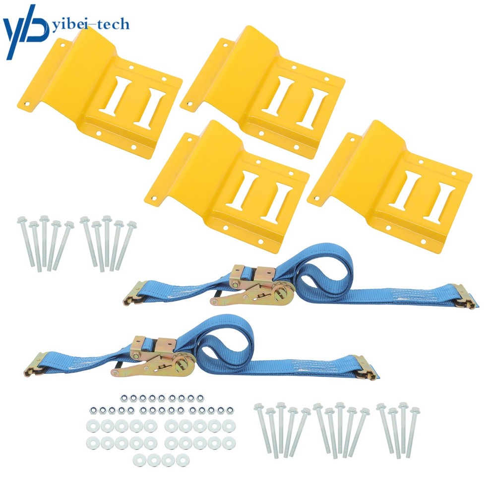 1 Pack E Track System 7.5' Blue Ratchet Straps Wheel Chock Tie-Down Strap Kit