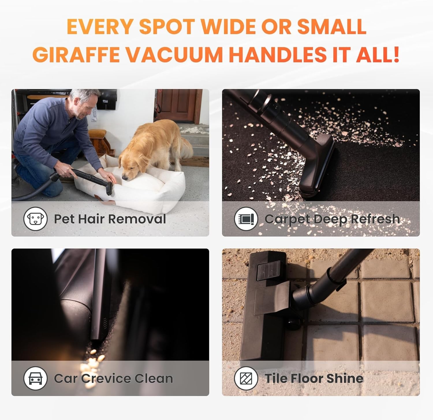 Giraffe Tools Wet Dry Vacuum Cleaner with 30FT Retractable Hose Wall mount 1200W