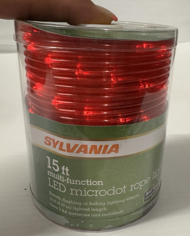 SYLVANIA Multi Function LED VALENTINE'S Red Microdot Rope Light Battery Operated