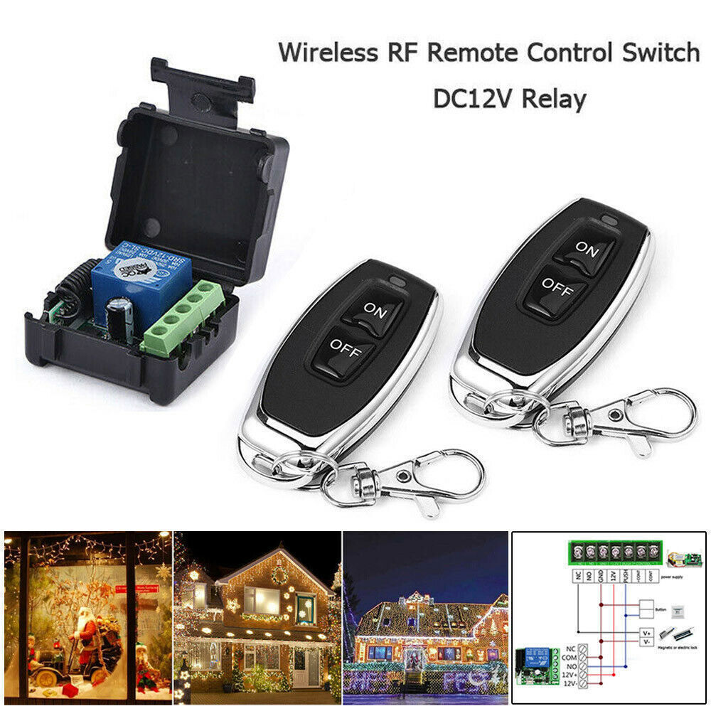2 Set 1CH Relay RF Wireless Remote Control Switch Receiver Transmitter DC12V