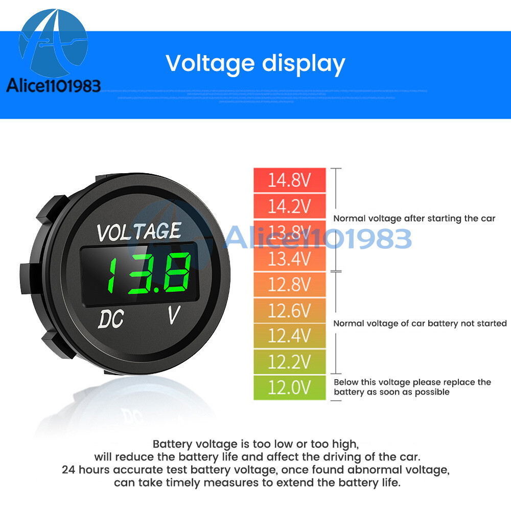 DC 5-48V Mini Waterproof Digital Voltmeter Voltage Tester LED Display Voltmeter