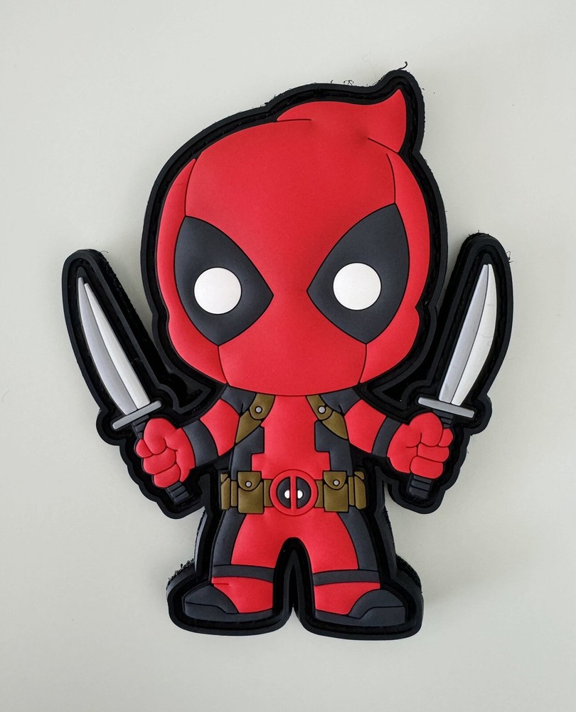 Tactical Deadpool With Knives Rubber PVC Hook/Loop Morale Patch