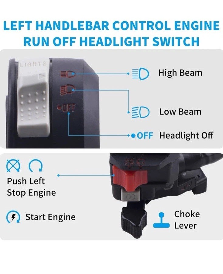 Left Handlebar Control Engine Start Run Off Headlight Switch Switch Solenoid